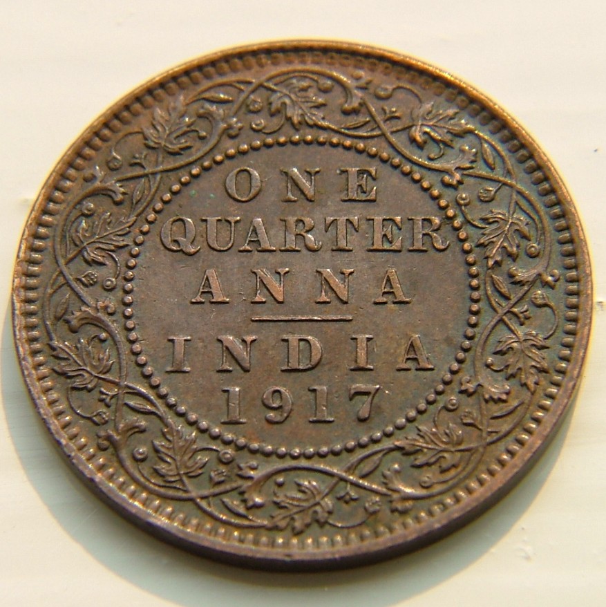 Additional view 1 of British India Quarter 1/4 Anna 1913 coin