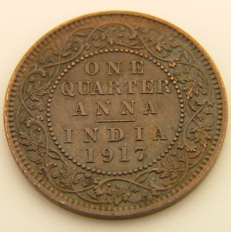 Additional view 2 of British India Quarter 1/4 Anna 1913 coin