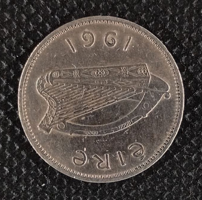 Back side of Ireland Republic 6 Pence 1961 coin