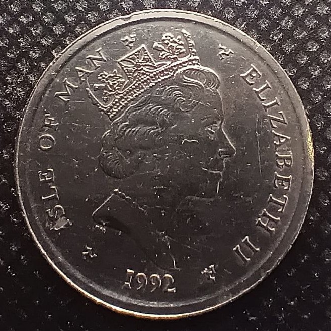 Back side of Isle of Man 10 Pence 1992 coin