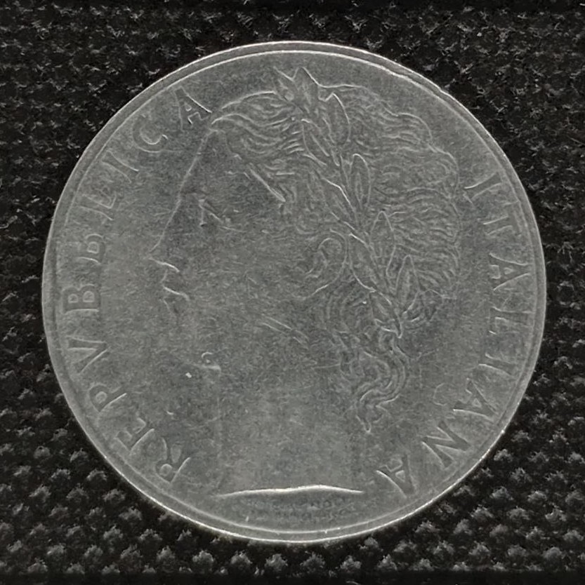 Back side of Italy 100 Lire 1956 coin