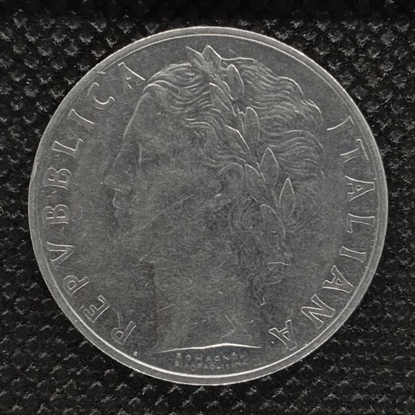 Back side of Italy 100 Lire 1966 coin