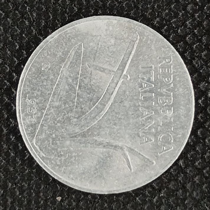 Back side of Italy 10 Lire 1953 coin