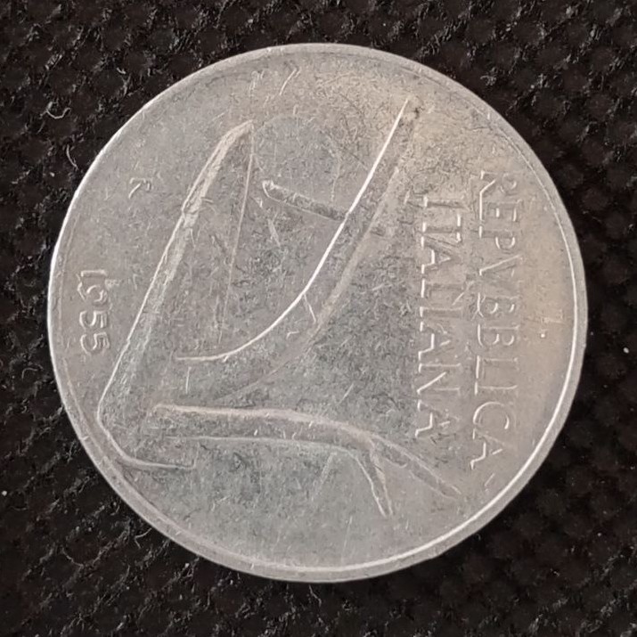 Front side of Italy 10 Lire 1955 coin