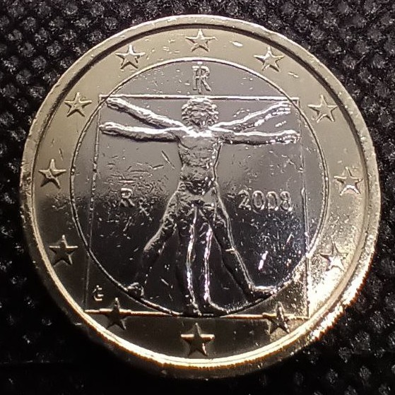 Front side of Italy 1 Euro 2008 coin