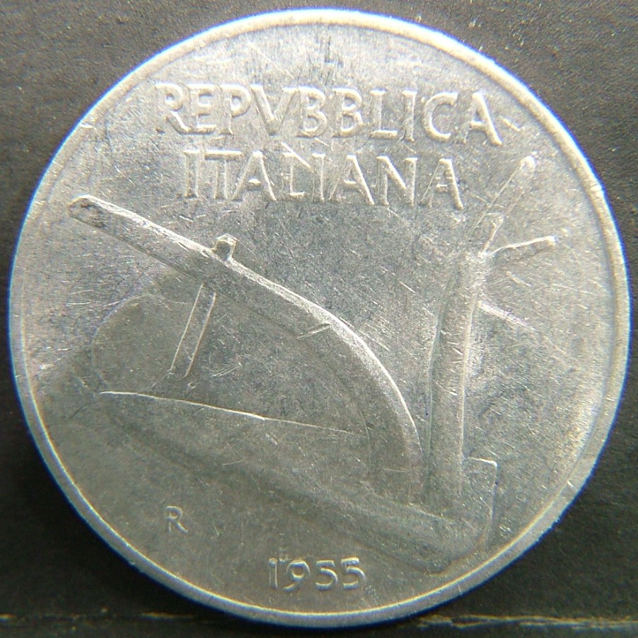 Back side of 🇮🇹 ITALY – Lira of Kings and Republic 10 Lire  1955 object