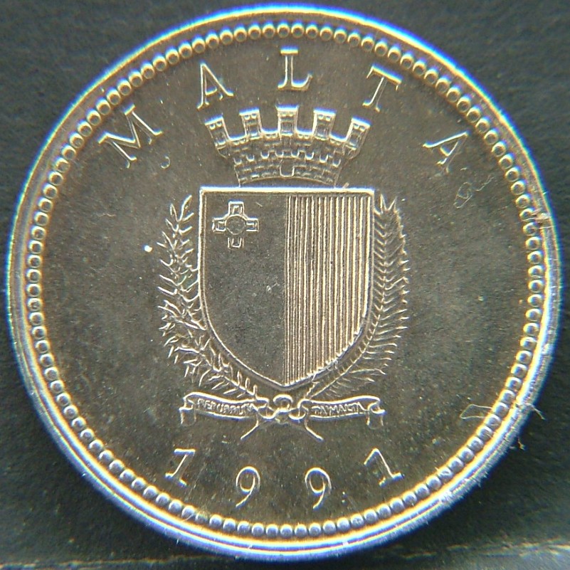 Front side of 🇲🇹 MALTA – Island Coins in the Mediterranean 2 Cents 1991 coin