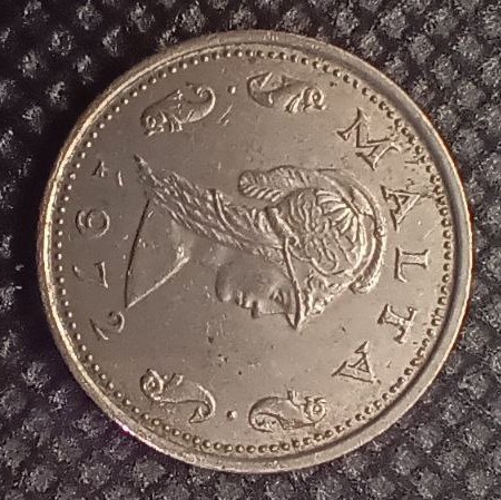 Front side of Malta 2 Cents 1972 coin