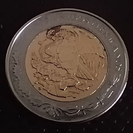 Back side of Mexico 1 Peso 2007 coin