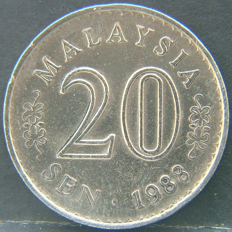 Additional view 1 of 🇲🇾 MALAYSIA – Cultural Mosaic in Coinage 20 Sen 1988 coin