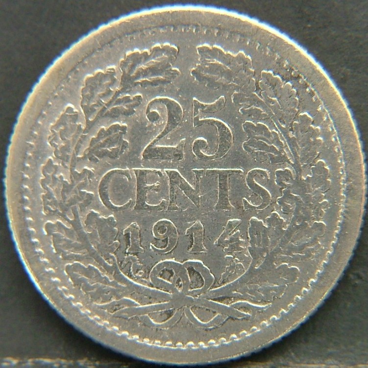 Additional view 2 of 🇳🇱 NETHERLANDS – Dutch Coin Tradition 25 Cents  1914 object
