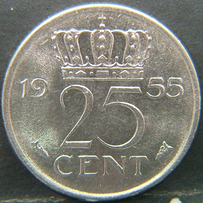 Additional view 2 of 🇳🇱 NETHERLANDS – Dutch Coin Tradition 25 Cents  1955 object