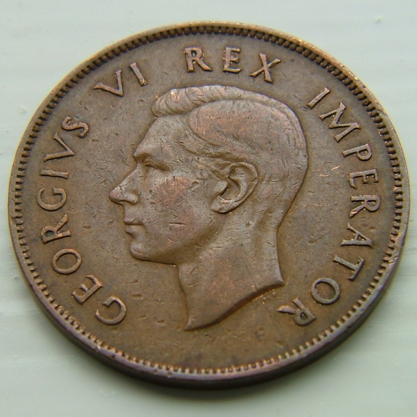 Front side of South Africa 1 Penny 1946 coin