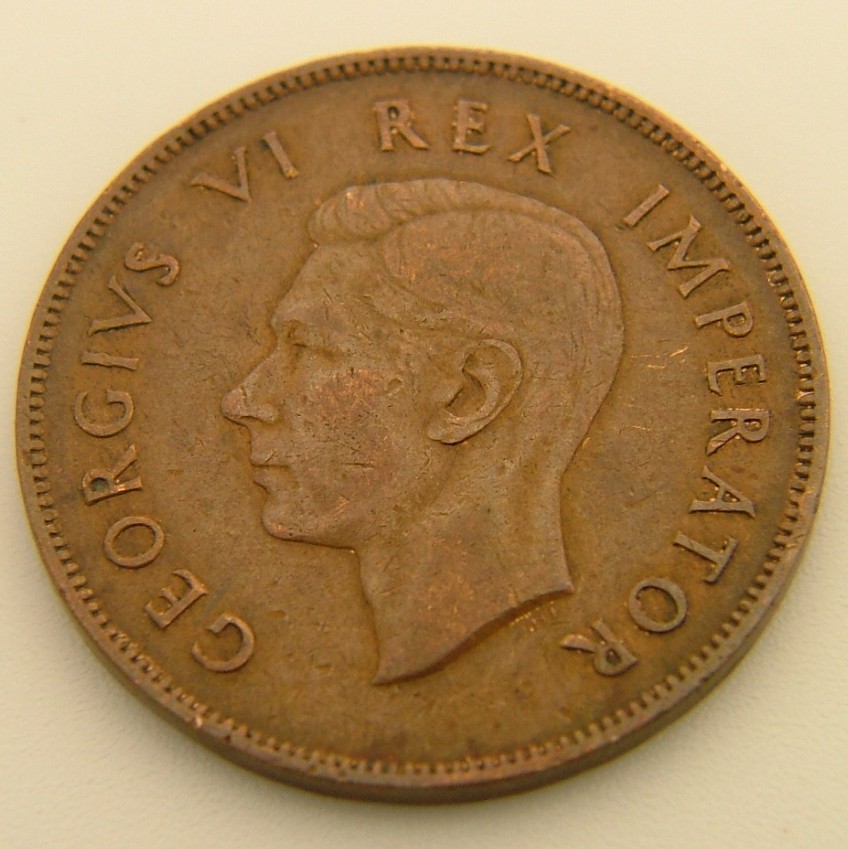 Back side of South Africa 1 Penny 1946 coin