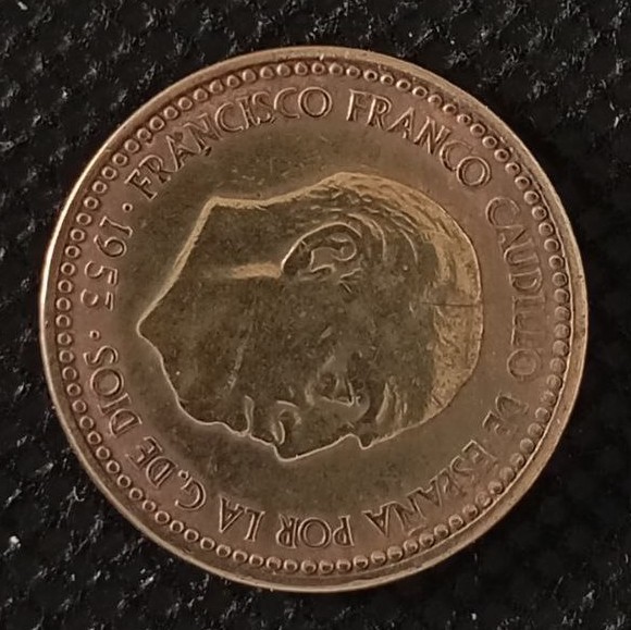 Front side of Spain Peseta 1953 coin