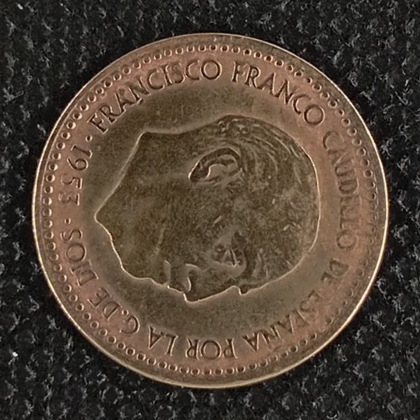 Back side of Spain Peseta 1953 coin
