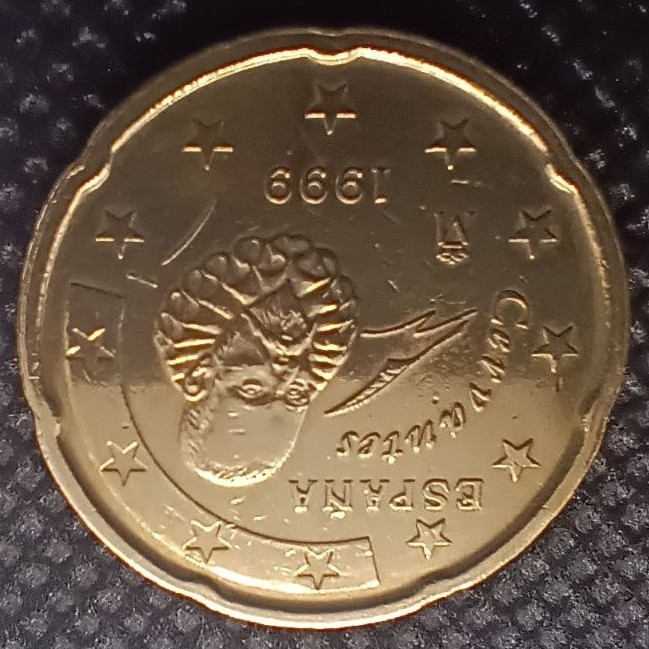 Back side of Spain 20 Cent 1999 coin