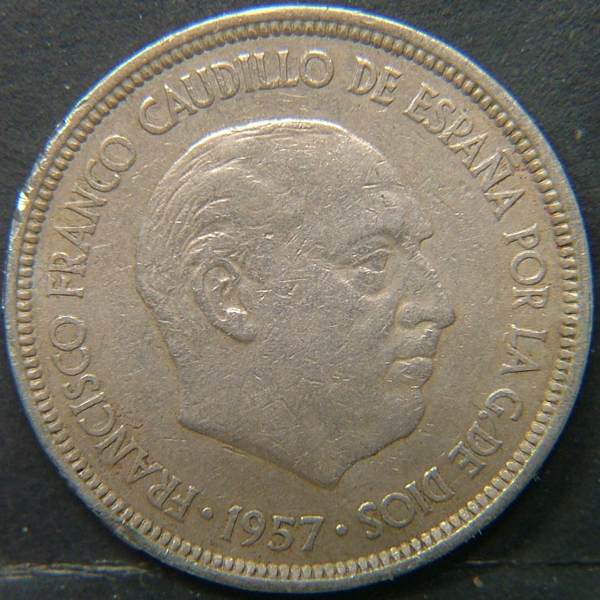 Back side of 🇪🇸 SPAIN – From Peseta to Euro 5 Ptas  1957 object
