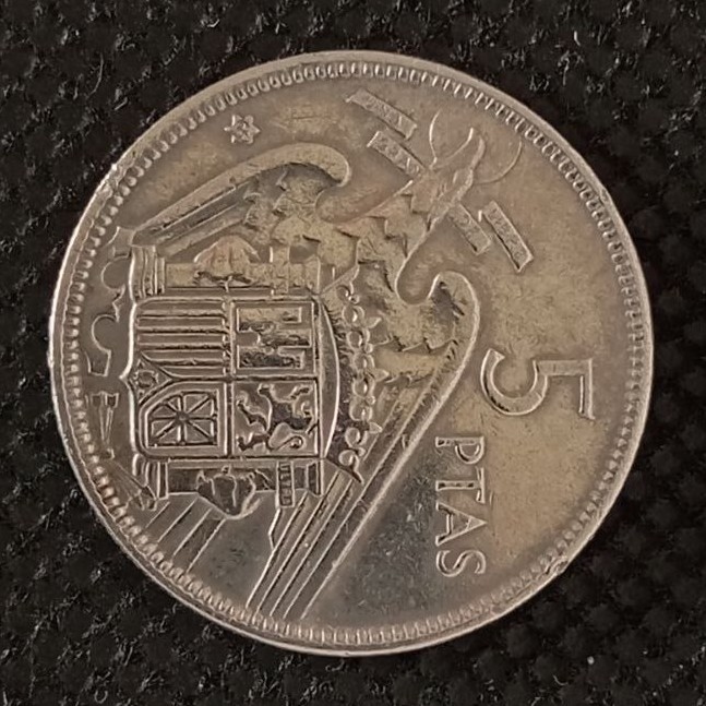 Additional view 1 of Spain 5 Pesetas "65" 1957 coin