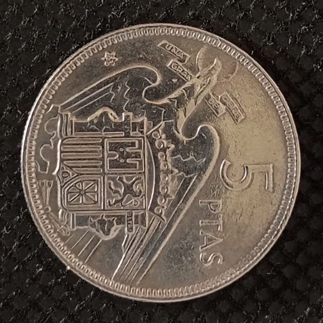 Additional view 1 of Spain 5 Pesetas "65" 1957 coin