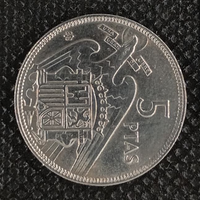 Additional view 2 of Spain 5 Pesetas "65" 1957 coin