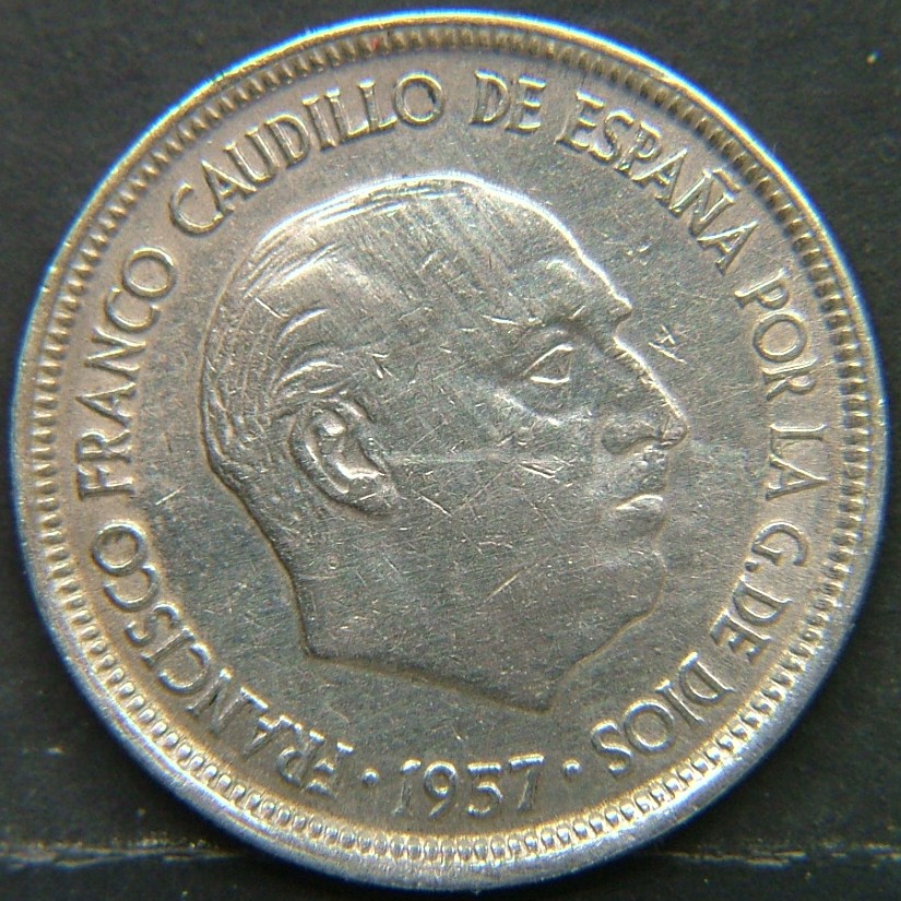 Back side of 🇪🇸 SPAIN – From Peseta to Euro 5 Pesetas "65" 1957 coin