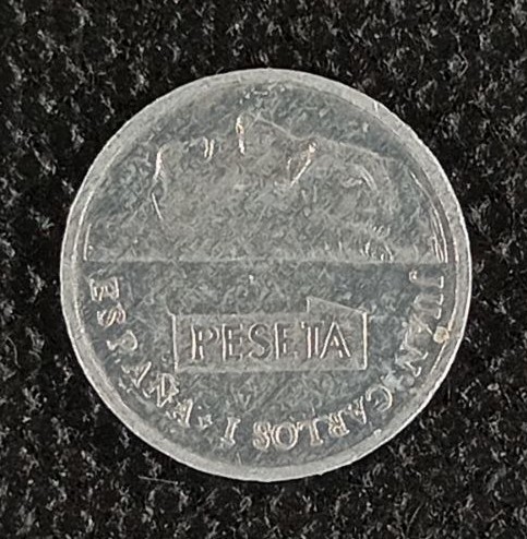 Back side of Spain 1 Peseta 1989 coin