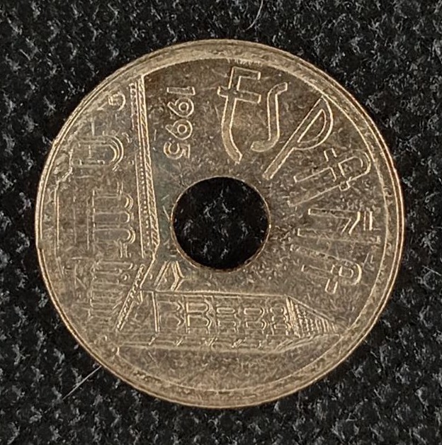 Back side of Spain 25 Pesetas 1995 coin