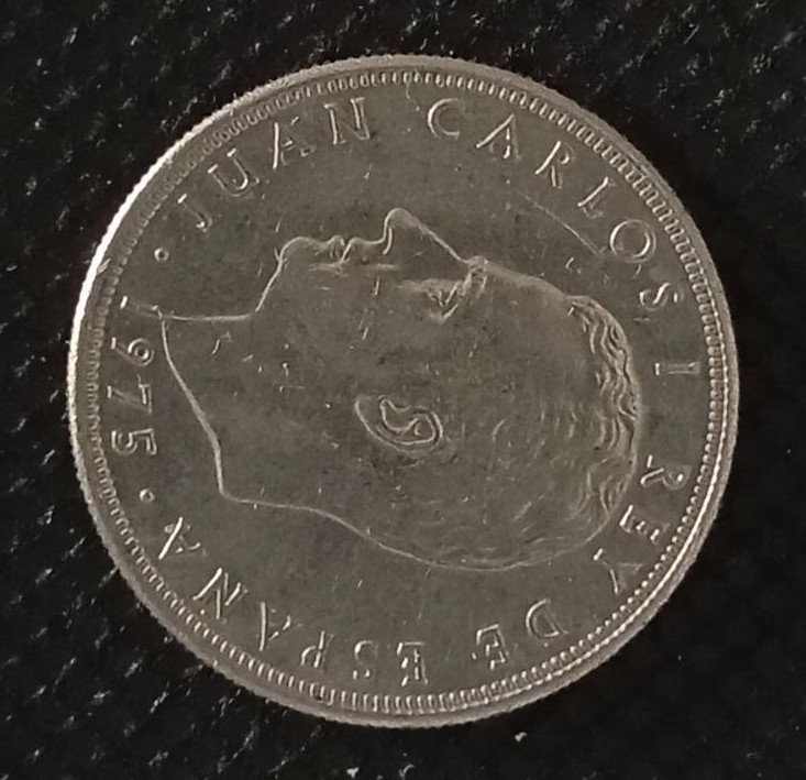 Front side of Spain 5 Pesetas "78" 1975 coin