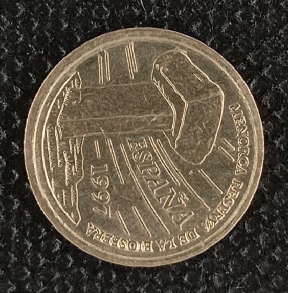 Back side of Spain 5 Pesetas 1997 coin