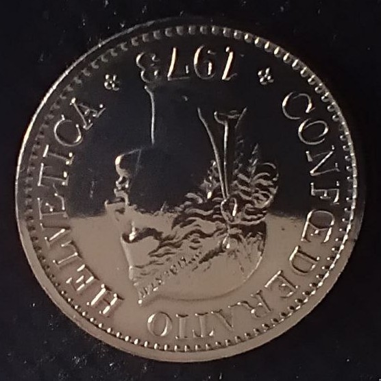 Back side of Switzerland 10 Rappen 1973 coin
