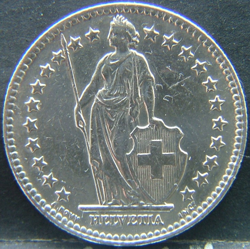 Front side of 🇨🇭 SWITZERLAND – Helvetic Confederation Coinage 2 Francs 1955 coin
