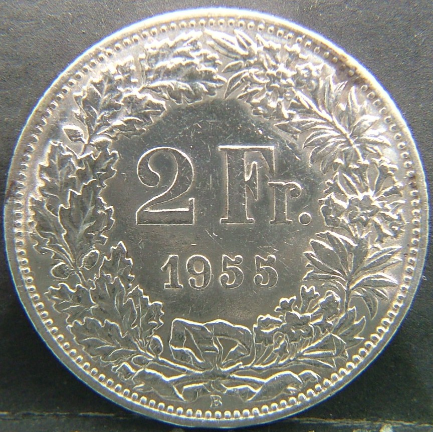 Additional view 2 of 🇨🇭 SWITZERLAND – Helvetic Confederation Coinage 2 Francs  1955 object