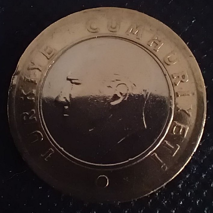Back side of Turkey 1 Lira 2009 coin