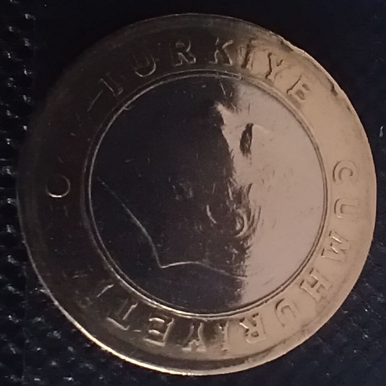 Back side of Turkey 1 Lire 2009 coin