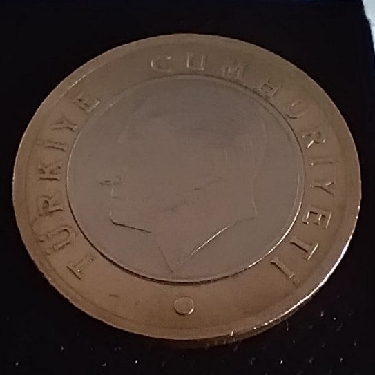 Back side of Turkey 1 Lire 2014 coin