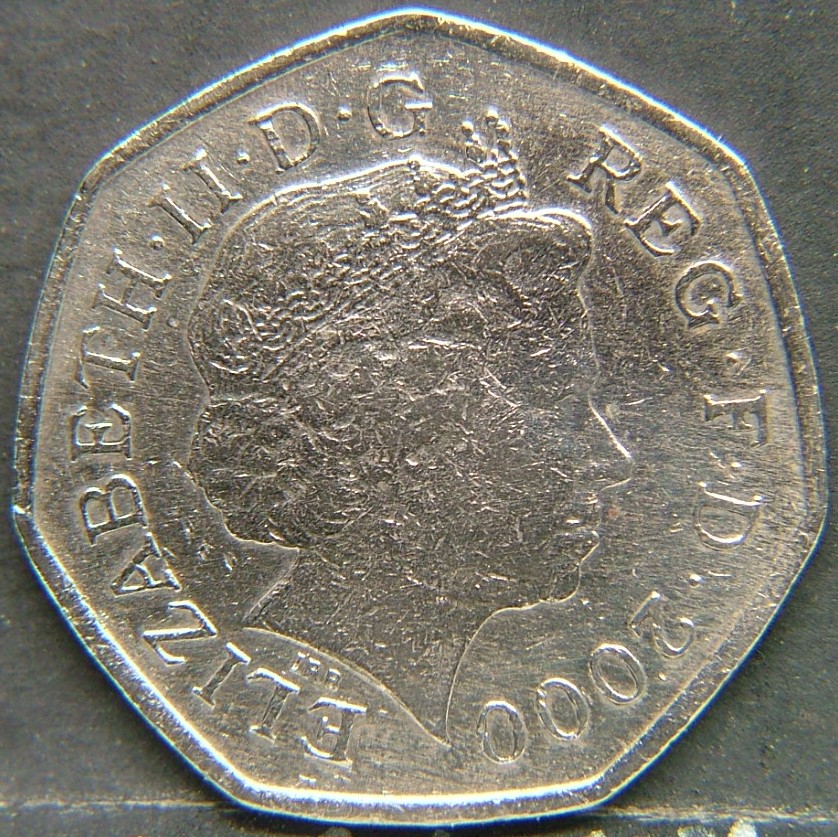 Back side of 🇬🇧 United Kingdom – Monarchs and Milestones 50 Pence  2000 object