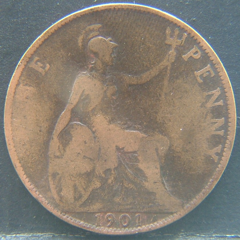 Front side of 🇬🇧 United Kingdom – Monarchs and Milestones 1 Penny 1901 coin