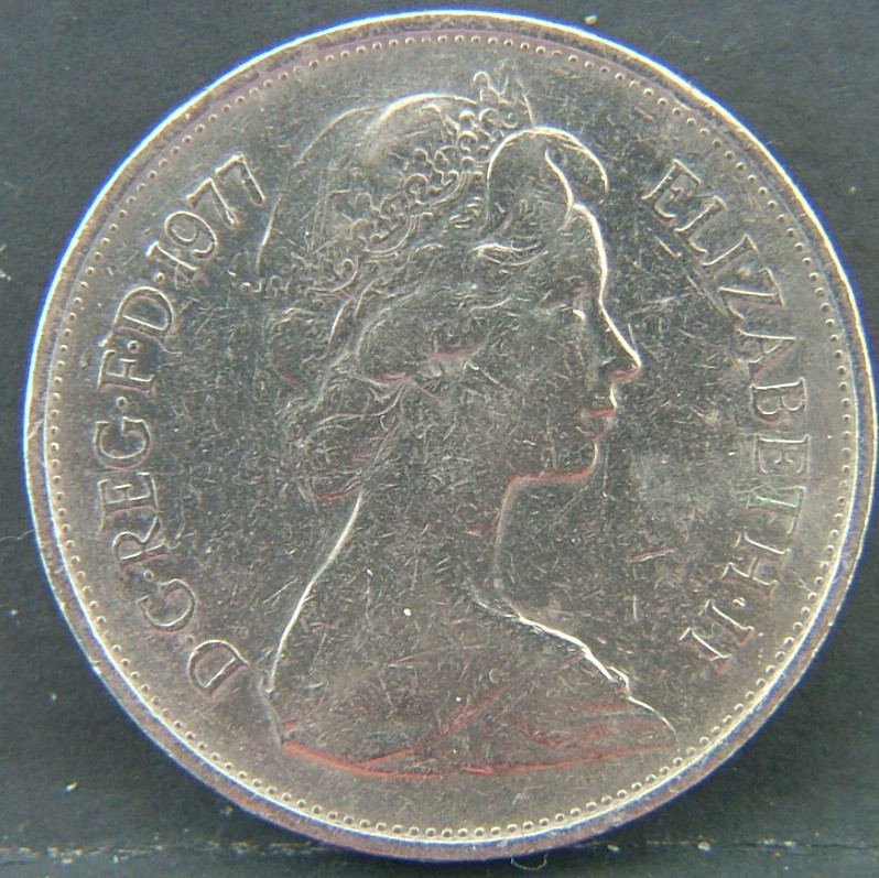 Front side of Great Britain 10 Pence 1977 coin