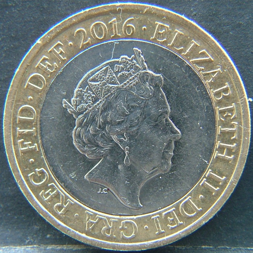 Front side of 🇬🇧 United Kingdom – Monarchs and Milestones 2 Pounds 2016 coin
