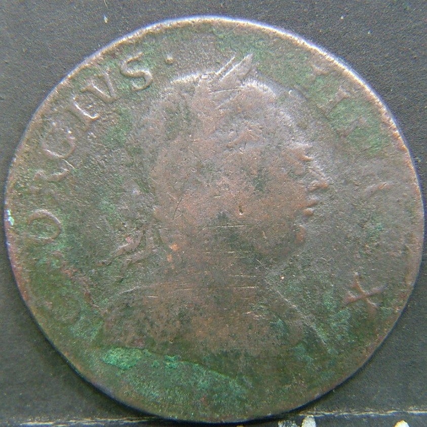Back side of 🇬🇧 United Kingdom – Monarchs and Milestones Half Penny  1774 object