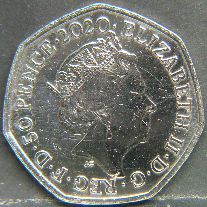 Back side of 🇬🇧 United Kingdom – Monarchs and Milestones 50 Pence  2020 object