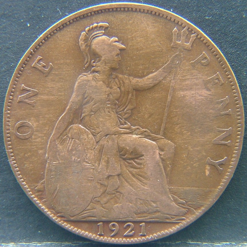 Front side of 🇬🇧 United Kingdom – Monarchs and Milestones 1 Penny 1921 coin