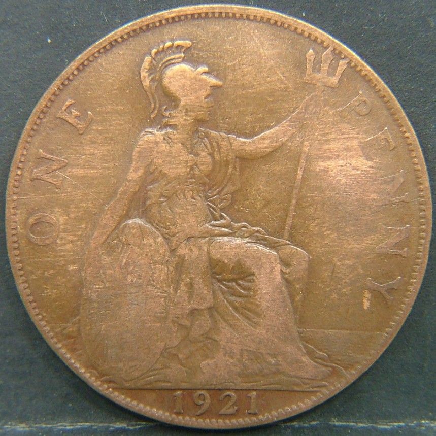 Back side of 🇬🇧 United Kingdom – Monarchs and Milestones 1 Penny  1921 object