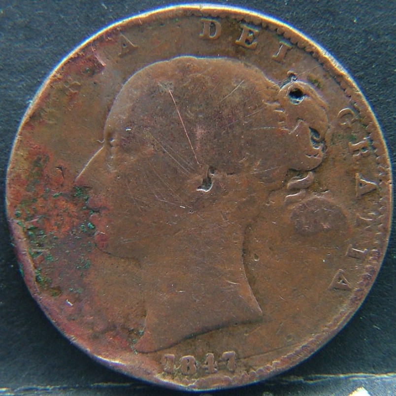 Front side of 🇬🇧 United Kingdom – Monarchs and Milestones Farthing 1847 coin