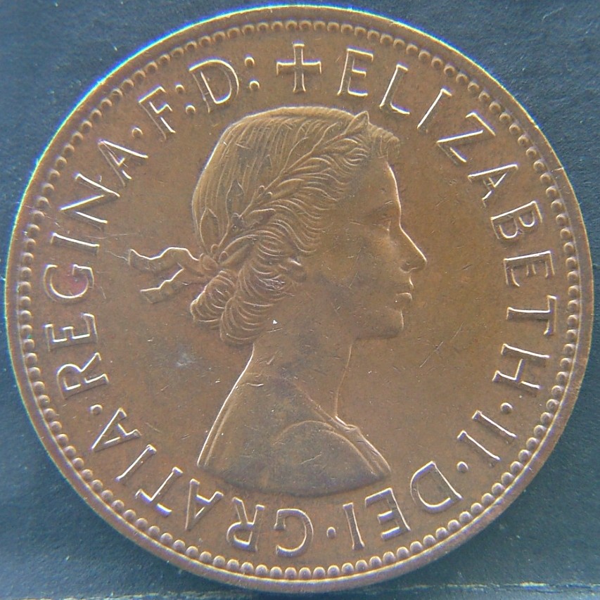 Front side of 🇬🇧 United Kingdom – Monarchs and Milestones 1 Penny 1962 coin