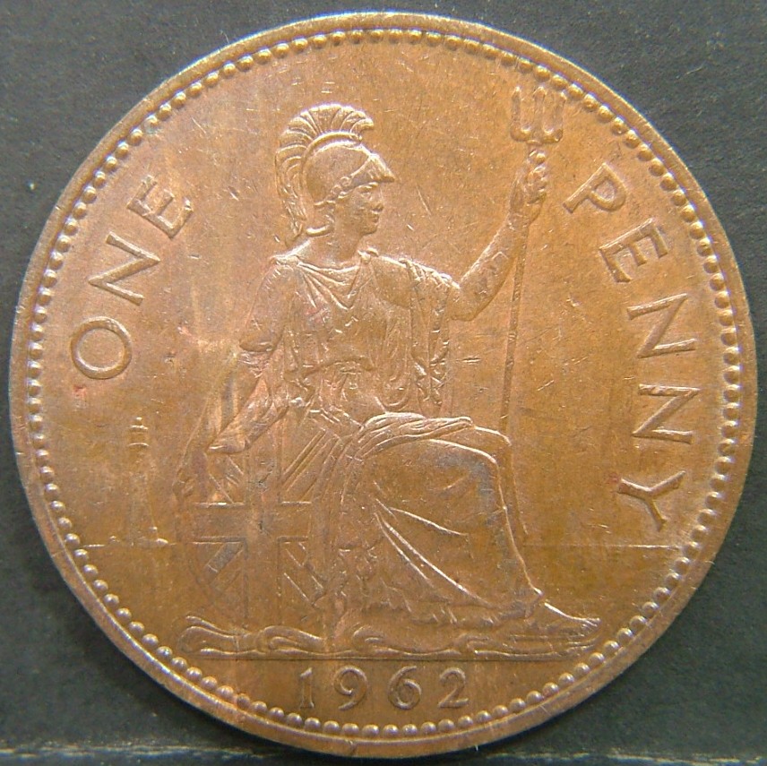 Back side of 🇬🇧 United Kingdom – Monarchs and Milestones 1 Penny  1962 object