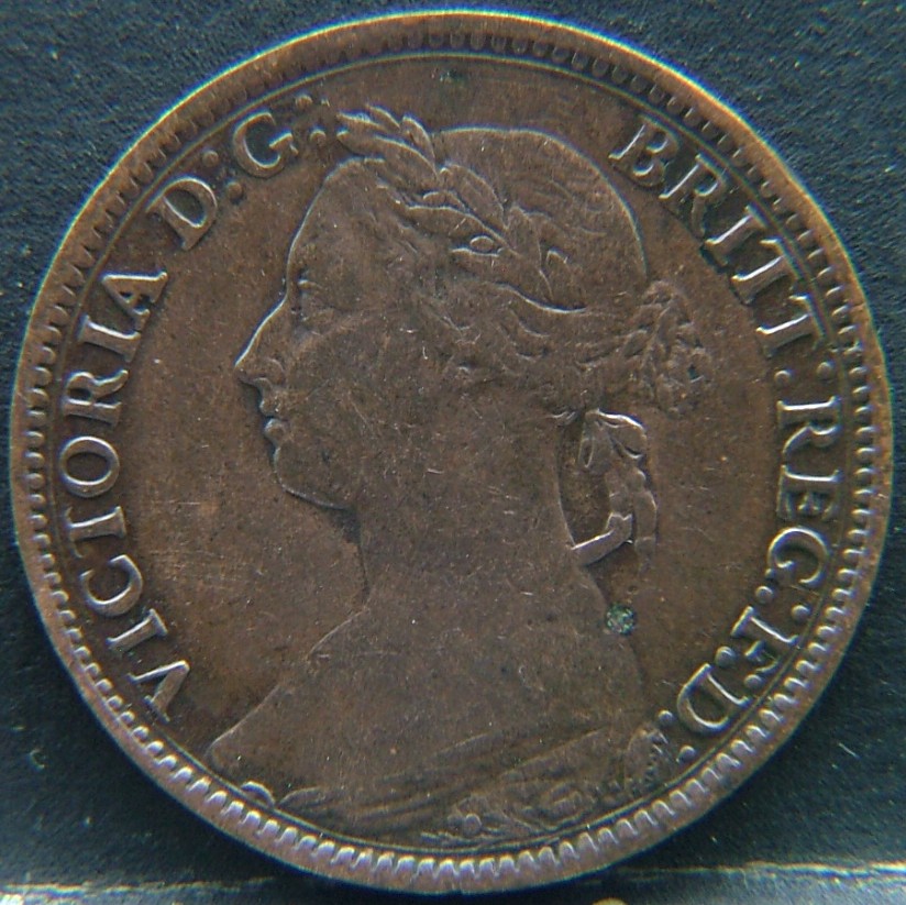 Front side of 🇬🇧 United Kingdom – Monarchs and Milestones Farthing 1886 coin