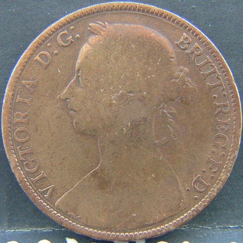 Front side of 🇬🇧 United Kingdom – Monarchs and Milestones 1 Penny 1877 coin