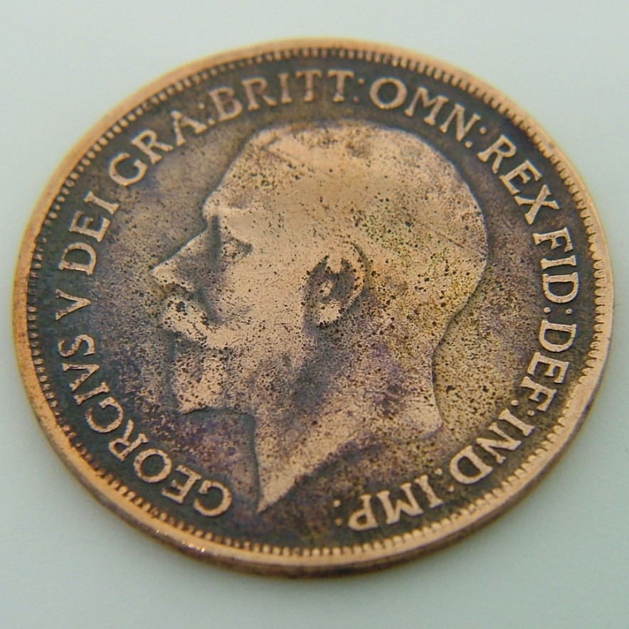 Back side of Great Britain 1 Penny 1916 coin